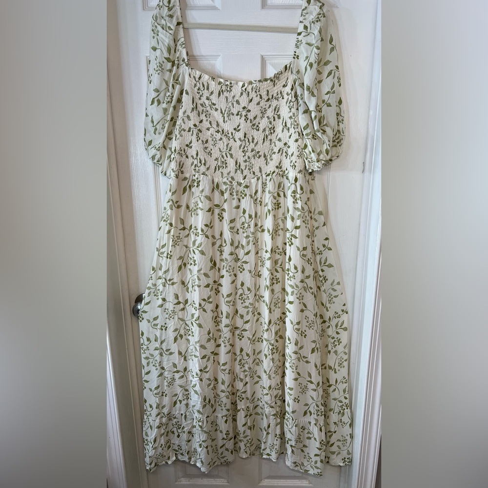 Reformation Floral Green Dress Size 3X - Picture 3 of 14